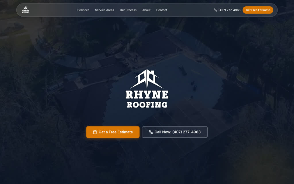 Rhyne Roofing, website by Meetflows
