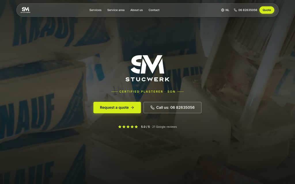 SVM Stucwerk, website by Meetflows