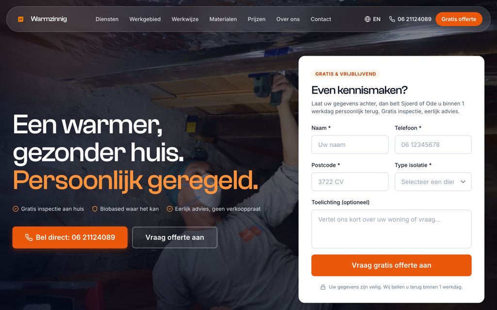 Warmzinnig, website by Meetflows
